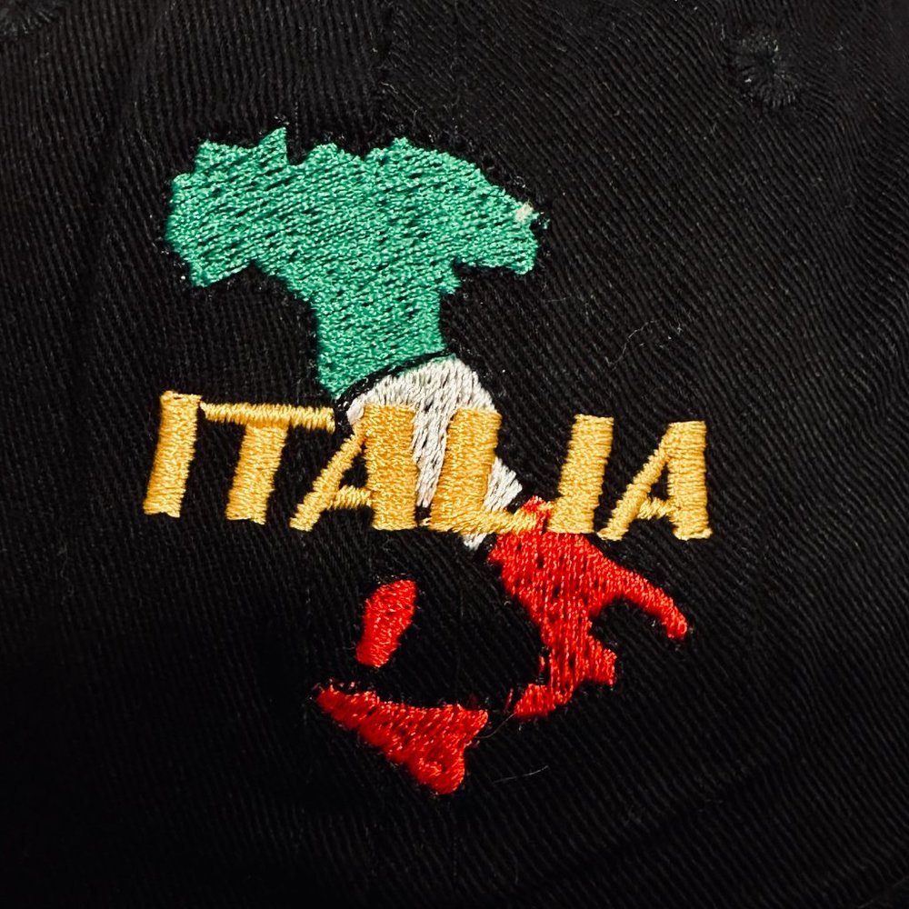 Italia Baseball Cap Trucker Hat Bamboo Lightweight Black Embroidered One Size OS - Picture 2 of 9